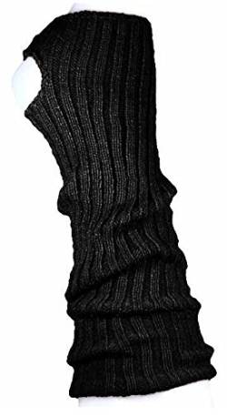 AVIDESO Stulpen Damen/Mädchen/Kinder - Ballettstulpen + Fersenloch - Tanzstulpen Beinstulpen Armstulpen Strick Weich Legwarmer (Erwachsene (ca. 43cm lang), schwarz) von AVIDESO