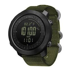 AVTREK Digitale Militär Uhr für Herren Sportuhr mit Kompass Temperatur Schrittzähler Sport Taktische Überlebensuhren mit Hintergrundbeleuchtung Alarm (grün) von AVTREK
