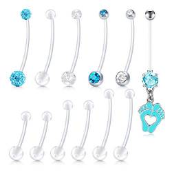 AVYRING 14G 18MM/25MM/32MM Schwangerschaft Bauchnabelpiercing Klare Stab Bioflex Flexible Bauchanbel Piercing Einstellbar Stab für Damen von AVYRING