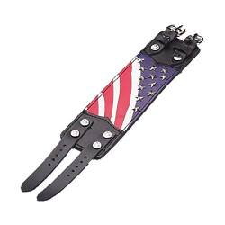 AW-Collection Armband Lederarmband echt Leder schwarz mit Flagge USA von AW-Collection