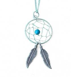 Kette Halskette mit Anhänger Traumfänger Dreamcatcher mit türkiser Perle Indianerschmuck 925er Silber (42 Zentimeter) von AW-Collection