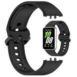 AWADUO Kompatibel mit Samsung Galaxy Fit3 (SM-R390) Ersatz Band Silikon Armband Armband Weich und langlebig mit Quick Release Smartwatch Zubehör (Schwarz) von AWADUO