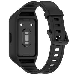 AWADUO Kompatibel mit Samsung Galaxy Fit3 (SM-R390) Ersatz Integrierte Band, Ersatz Silikon Armband Armband Weich und langlebig Smartwatch Zubehör (Schwarz) von AWADUO