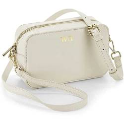 AWASG Handtasche Damen klein mit Initialen | Personalisierte Umhängetasche Crossbody Bag Buchstaben | Mit abnehmbaren Gurt (beige) von AWASG