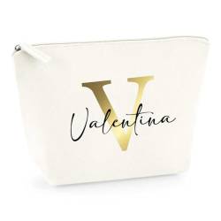 AWASG Kosmetiktasche Filz Buchstabe Monogramm - Personalisiert mit Namen - Schminktasche Beauty Bag - Geschenk Mama Beste Freundin - M (19 x 18 x 9 cm) (weiß) von AWASG