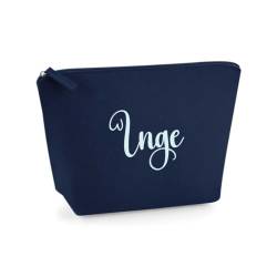 AWASG Kosmetiktasche Filz Herzchen - Personalisiert mit Namen - Schminktasche Beauty Bag - Geschenk Mama Beste Freundin - M (19 x 18 x 9 cm) (Navy) von AWASG