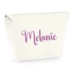 AWASG Kosmetiktasche Filz Herzchen - Personalisiert mit Namen - Schminktasche Beauty Bag - Geschenk Mama Beste Freundin - M (19 x 18 x 9 cm) (weiß) von AWASG