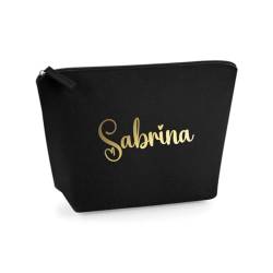 AWASG Kosmetiktasche Filz Herzchen - Personalisiert mit Namen - Schminktasche Beauty Bag - Geschenk Mama Beste Freundin - S (16 x 12,5 x 6 cm) (schwarz) von AWASG