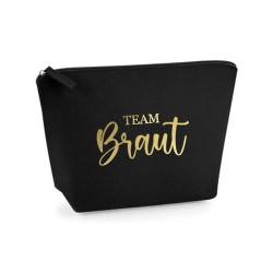 AWASG Kosmetiktasche Filz Hochzeit - Team Braut - Schminktasche Beauty Bag - Geschenk (schwarz) von AWASG