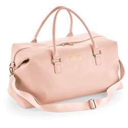 AWASG Personalisierte Weekender Reisetasche für Damen | Sport- und Reisetasche mit Initialen | Frauentasche groß Totebag mit abnehmbarem Umhängegurt (rosa) von AWASG
