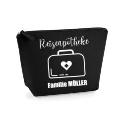 AWASG Reiseapotheke Filz Tasche - Personalisiert mit Name - Täschchen Medikamente Urlaub Familie - Notfalltasche leer M (19 x 18 x 9 cm) (schwarz) von AWASG