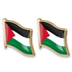 AWAVM Brosche mit Palästina-Flagge, 2 Stück, Palästina-Flaggennadeln, Metalllegierung, Souvenir, Palästina-Flagge, Anstecknadeln für Hut, Kleidung, Rucksack, Ständer mit Palästina-Flagge, Metall von AWAVM