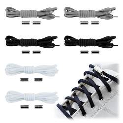 AWAVM Elastische Schnürsenkel mit Metallkapsel, 6 Paar Einstellbare Schnürsenkel Ohne Binden, Gummi Schuhbänder mit Kapseln, Gummischnürsenkel für Sneaker, Laufschuhe, Sporschuhe von AWAVM