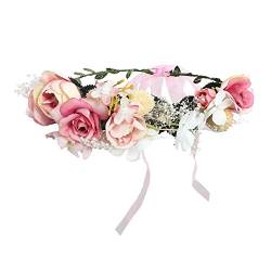 AWAYTR Bohemia Blumenkrone Stirnband – exquisiter Tannenzapfen Blatt Beeren Blume Stirnband Blume Halo Kranz (rosa-1) von AWAYTR