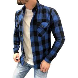 AWDX Dickes flanellhemd Herren, Lange unterhemden, holzfällerhemd mit Teddyfutter, Pullover Hemdkragen, Oversize, karohemd Flanell, Poloshirt unter, 01-schwarz, XL von AWDX