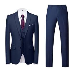 AWDX Herren Anzug Einfarbig, 16 Farben, 3-Teilig oder 2-Teilig Modisch Normaler Schnitt Slim Fit Anzüge Herrenanzug Sakko Hose Weste f. Hochzeit Business Party Weihnachts Kostüm Festliche Suits Manner von AWDX