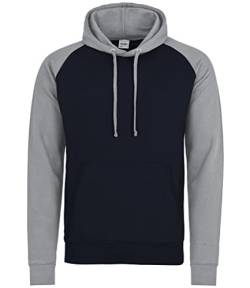 AWDis Herren Baseball Hoodie Kapuzenpullover, Mehrfarbig (Oxford Navy/Heather Grey), M von AWDis