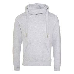 AWDis Herren Cross Neck Hoodie Kapuzenpullover, Grau (Heather Grey), XL von AWDis