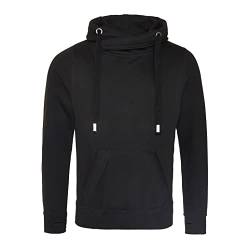 AWDis Herren Cross Neck Hoodie Kapuzenpullover, Schwarz (Tiefschwarz), XL von AWDis