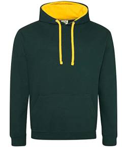 AWDis Herren Varsity Hoodie Kapuzenpullover, Mehrfarbig (Forest Green/Gold), M von AWDis