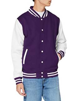 Just Hoods by AWDis Herren Jacke Varsity Jacket, Lila / Weiße Ärmel von AWDis