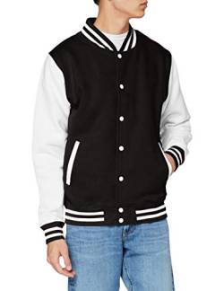 Just Hoods by AWDis Herren Jacke Varsity Jacket, Multicoloured (Jet Black/White), XXXL von AWDis