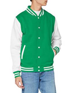 Just Hoods by AWDis Herren Jacke Varsity Jacket, Multicoloured (Kelly Green/White), M von AWDis