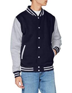 Just Hoods by AWDis Herren Jacke Varsity Jacket, Multicoloured (Oxford Navy/Heather Grey), XXL von AWDis