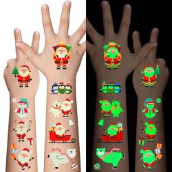 Awinway Leuchtende Weihnachten Tattoos Kinder - 120 Stücke Weihnachten temporäre Tattoo-Aufkleber für Jungen Mädchen,Weihnachten Party Favors Kinder Strumpf Stuffers und Geschenke 10 Blätter von AWINMAY