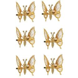 AWOCAN 6PCS Schmetterling Haarspangen Frauen Haarnadeln 3D beweglichen Flügeln elegante Seite Haarnadeln Braut Hochzeit Haarschmuck für Frauen (GOLD-B) von AWOCAN