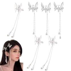 AWOCAN 6PCS Schmetterling Haarspangen Frauen Haarnadeln 3D beweglichen Flügeln elegante Seite Haarnadeln Braut Hochzeit Haarschmuck für Frauen (SILBER-A) von AWOCAN