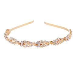 AWOCAN Braut-Kopfschmuck Hochzeit Stirnband Mode Glänzend Kristall Stirnband Kopfbedeckung Strass Perlen Haarband für Frauen (Gold) von AWOCAN
