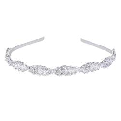 AWOCAN Braut-Kopfschmuck Hochzeit Stirnband Mode Glänzend Kristall Stirnband Kopfbedeckung Strass Perlen Haarband für Frauen (Silber) von AWOCAN