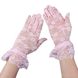 AWOCAN Damen Spitze Elegant Kurze Handschuhe Courtesy Sommer Handschuhe für Hochzeit Party und Teeparty Abschlussball Abendhandschuhe, rose, One size von AWOCAN