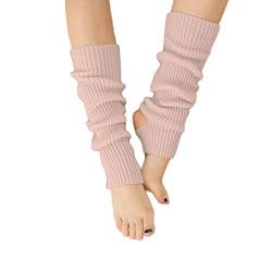 AWOCAN Damen Winter Extra Soft Overknee High Footless Gestrickte Steigbügel Beinwärmer für Yoga Ballett Tanz, Nude Pink, 3 von AWOCAN