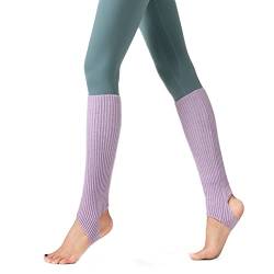 AWOCAN Damen Winter Extra Soft Overknee High Footless Gestrickte Steigbügel Beinwärmer für Yoga Ballett Tanz, hellviolett, 3 von AWOCAN