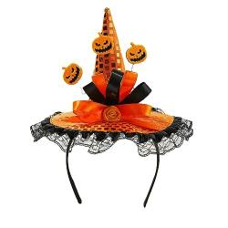 AWOCAN Halloween Hexenhut Stirnband Halloween Stirnband Kostüm Zubehör für Frauen Halloween Party Favor, Cosplay, Hexenkostüm (orange) von AWOCAN