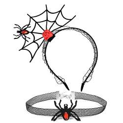 AWOCAN Halloween Spinnen-Stirnband Spinnennetz Haarreif Halloween Spinne Choker Spinnennetz Stirnband Halloween Party Dress Up Custome Cosplay (A) von AWOCAN