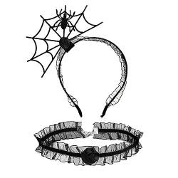 AWOCAN Halloween Spinnen-Stirnband Spinnennetz Haarreif Halloween Spinne Choker Spinnennetz Stirnband Halloween Party Dress Up Custome Cosplay (B) von AWOCAN