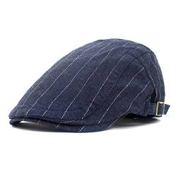 AWOCAN Herren Newsboy Cap Baumwolle Flat Cap Baskenmütze Sommer Ivy Gatsby Driving Hat Verstellbar Atmungsaktiv Schirmmütze, Stil 1 - Marineblau, 4 von AWOCAN