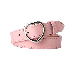 AWOCAN Modischer Damen-Gürtel aus PU-Leder mit herzförmiger Schnalle für legere Kleider, Jeans, Hosen, Kleider, Pink-, One size von AWOCAN