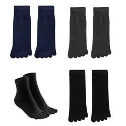 AWOCAN Zehensocken, Fünf-Finger-Socken, Baumwolle, weich, atmungsaktiv, Laufen, Fünf-Finger-Crew-Socken für Männer und Frauen (Baumwolle+Elasthan, Schwarz+Marineblau+Dunkelgrau) von AWOCAN