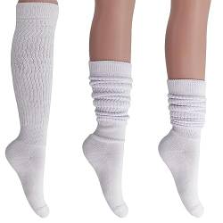 Damen Socken extra lang schwere Slouch Baumwolle Größe 43 bis 45 - Wei� - von AWS/American Made
