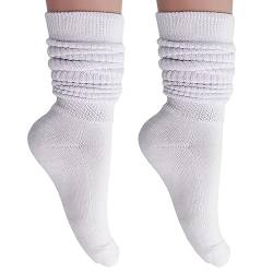 Slouch Socks Damen und Herren Extra Hoch Schwere Baumwolle Socken Größe 43 bis 45 - Weiß - Medium von AWS/American Made
