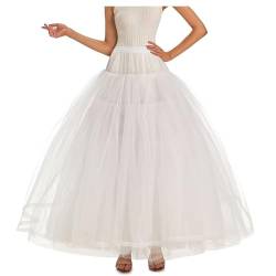 AWSALE Frauen Hoopless Petticoats 8 Schichten Tüll Crinoline Unterrock für Hochzeitskleid Ballkleid WPT138 Weiß, Weiss/opulenter Garten, M von AWSALE