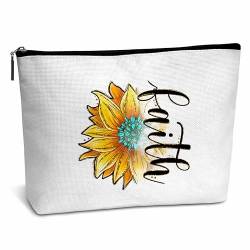 AWSICE Christliche Geschenke für Frau, Glaube Sonnenblume Reisetasche, inspirierende Make-up-Tasche, Geburtstag, Abschlussgeschenke für christliche Frau, Mädchen, Freunde, Besties, westliche Frauen, von AWSICE