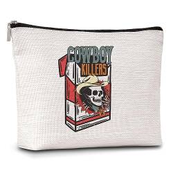 AWSICE Cowboy Killers Make-up-Tasche, Western-Geschenke für Frauen, Retro-Cowboy, Skelett, Reißverschluss, Cowboy-Totenkopf, Freundschaftsgeschenk für Frauen, Schwester, Mädchen, Teenager, Freund, von AWSICE