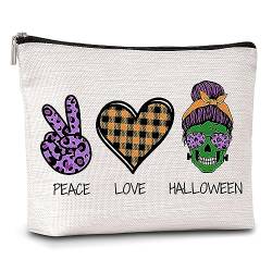 AWSICE Lustige Leoparden-Make-up-Tasche, Frieden, Liebe, Halloween, Make-up, Reise-Kulturbeutel, Halloween-Geschenk für Frauen, Mädchen, Teenager, Schwester, Freund, A32, Mehrfarbig von AWSICE