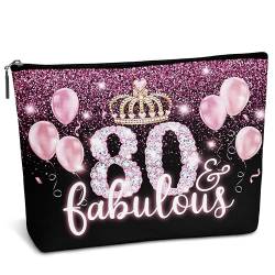 AWSICE Lustige süße Make-up-Tasche, 80 & fabelhaftes Geburtstagsgeschenk für Mädchen, schwarz und rosa, Kosmetiktasche für Frau, Schwester, Mutter, Oma-B51, Weiss/opulenter Garten von AWSICE