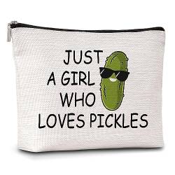 AWSICE Pickles kleine Make-up-Tasche, Pickle-Liebhaber, Make-up, Reise-Kulturbeutel, lustiges Freundschaftsgeschenk für Frauen, Gurkenliebhaber, Mädchen, Teenager, Schwester, Just a Girl Who Loves von AWSICE